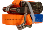 Sett med fire UNITRAILER 10m/25mm/1t oransje transportbelter med strammer
