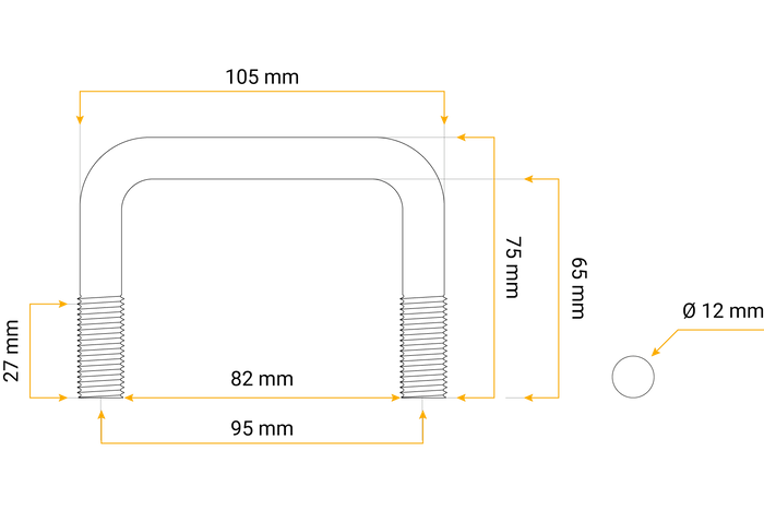 Firkantklemme M12 65/82/65