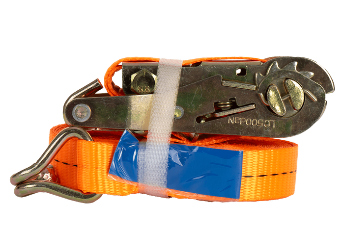 Sett med fire UNITRAILER 8m/25mm/1t oransje transportbelter med strammer