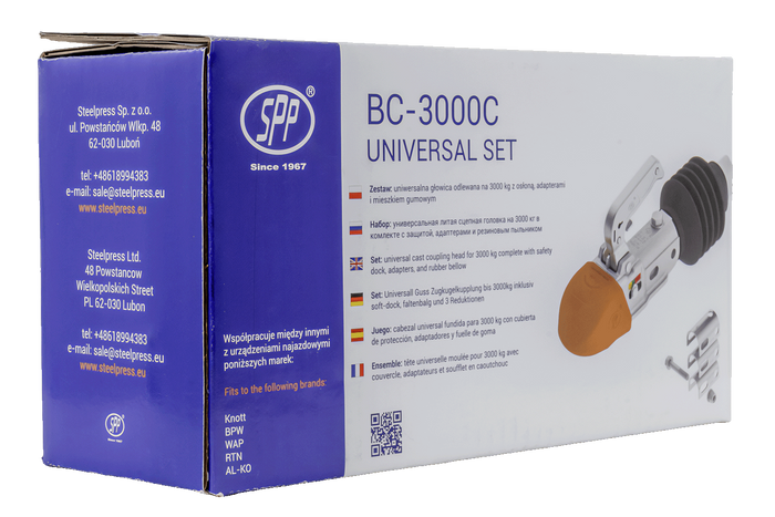 STEELPRESS BC-3000C-00-00+Z3 kulekobling for 3000 kg tilhenger med 35-50 mm rørdrag, støpejern