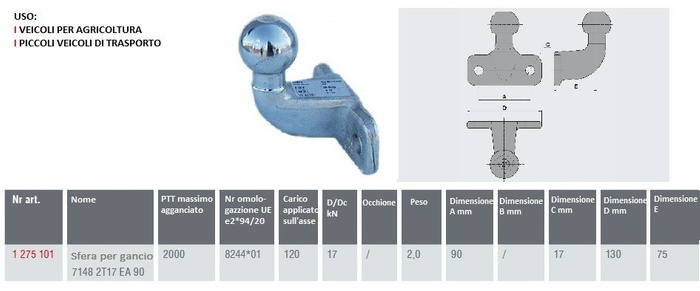 Kulen på tilhengerfestet tilhengerfeste AL-KO 2000kg sterk
