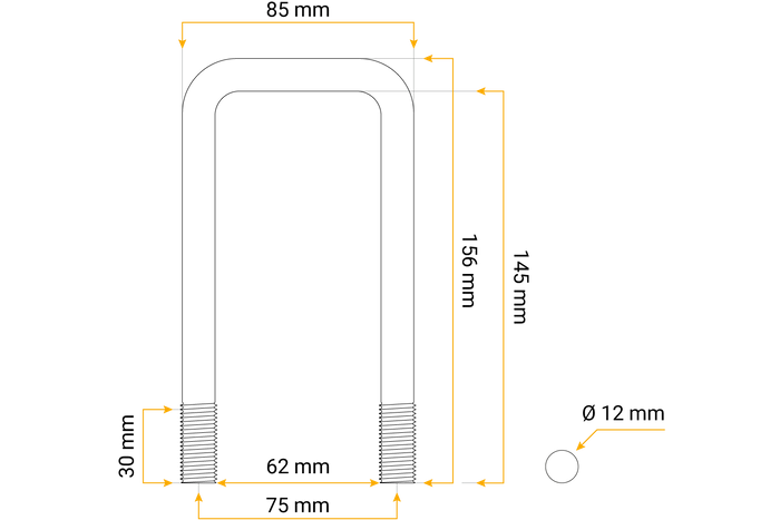 DROMET firkantklemme type C M12 145/62/145