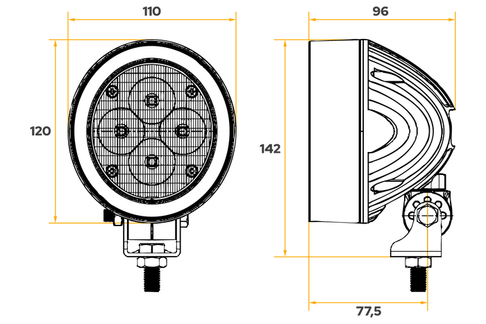 LED-arbeidslampereflektor TT Technology TT.16604 4xLED 3200lm grå for John Deere