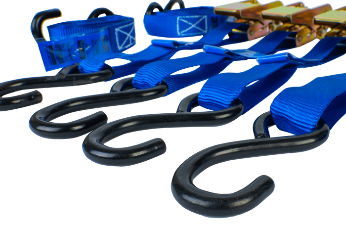 Sett med fire transportbelter med strammer UNITRAILER 4m/25mm/0,68t blå