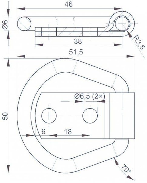 Belteholder med Knott trekantet øye for tilhenger