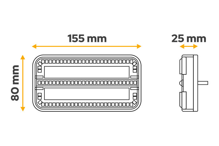 TT Technology TT.12028B-DI LED-baklykter 3 funksjoner venstre + høyre, trådløse, magnetiske