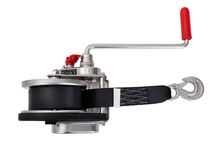 Vinsj, håndvinsj for AL-KO 900kg tilhengerbil med 7m belte, brems og automatisk avvikling