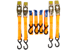 Sett med fire UNITRAILER 4m/25mm/0.68t oransje transportbelter med strammer i koffert