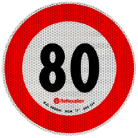 Reflekterende klistremerke LAMP fartsgrense 80 km/t skilt B-33