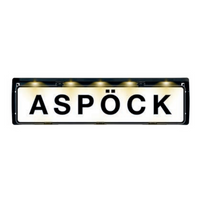 Nummerskiltramme med LED-belysning ASPOCK FLEXLED 12V-kabel 0,8m