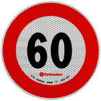Reflekterende klistremerke LAMP fartsgrense 60 km/t skilt B-33