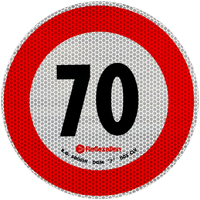 Reflekterende klistremerke LAMP fartsgrense 70 km/t skilt B-33