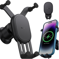 BASEUS Stabil gravitasjonsbasert mobilholder med Qi 15W trådløs lading for luftventilen