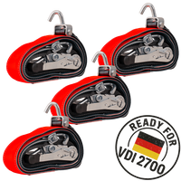 Sett med fire HEFFA CARLINE 130 tilhengertransportbelter, hjulsikringsbelter 5m/50mm/5t VDI 2700