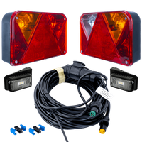 Lyssett: DOBPLAST baklykter + DOBPLAST LED-sidelys + MANTES 8m 13-pinners ledningsnett + hurtigkoblinger