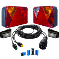 Lyssett: DOBPLAST baklykter + DOBPLAST LED-sidelys + MANTES 5,5 m 13-pinners ledningsnett + hurtigkoblinger