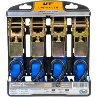 Sett med fire transportbelter med strammer UNITRAILER 4m/25mm/0,68t blå