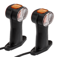 Sett med to ASPÖCK SUPERPOINT II universelle markeringslamper på en gummiarm