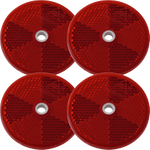 Runde reflekser med hull, rød DOBPLAST 60 mm, sett med 4 reflekser