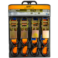 Sett med fire UNITRAILER 4m/25mm/0.68t oransje transportbelter med strammer