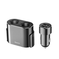BASEUS høyeffektiv billader 2x USB + 2x sigarettenneruttak 80W