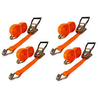 Sett med fire UNITRAILER 15m/50mm/5t oransje transportbelter med strammer