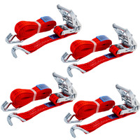 Sett med fire UNITRAILER 4m/35mm/2t røde transportbelter med strammer