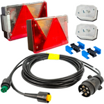 Lyssett: ASPÖCK baklykter + ASPÖCK sidemarkeringslys + MANTES 4,5m 7-pins ledningsnett + hurtigkoblinger