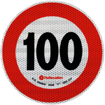 Reflekterende klistremerke LAMP fartsgrense 100 km/t skilt B-33