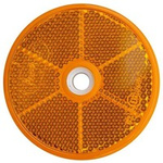 Rund refleks, diameter 60 mm, oransje med hull