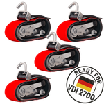 Sett med fire HEFFA CARLINE 130 tilhengertransportbelter, hjulsikringsbelter 2,8m/50mm/5t VDI 2700