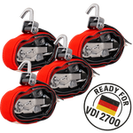 Sett med fire HEFFA CARLINE 130 tilhengertransportbelter, hjulsikringsbelter 2,8m/35mm/3t VDI 2700