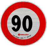 Reflekterende klistremerke LAMP fartsgrense 90 km/t skilt B-33