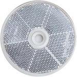 Rund refleks, diameter 60 mm, hvit med hull