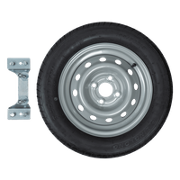 Reservehjul til henger 155/70 R13 RIM 4x100 ET:30 57mm + brakett