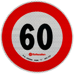 Reflekterende klistremerke LAMP fartsgrense 60 km/t skilt B-33