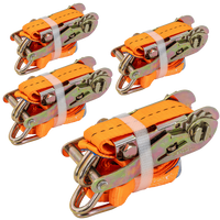 Sett med fire UNITRAILER 3m/25mm/1t oransje transportbelter med strammer