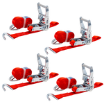 Sett med fire UNITRAILER transportbelter med strammer 4m/25mm/1t rød