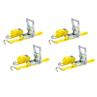 Sett med fire UNITRAILER 3m/25mm/1t gule transportbelter med strammer