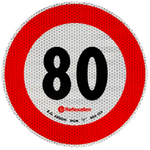 Reflekterende klistremerke LAMP fartsgrense 80 km/t skilt B-33