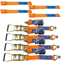 Feste transportbelter med strammer og beltefester for UNITRAILER bergingsbil, sett med 4x 3M/50mm/4T belte og 40cm sele