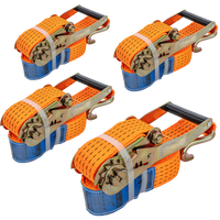 Sett med fire UNITRAILER 4m/50mm/5t oransje transportbelter med strammer