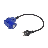 Adapter med Schuko-plugg for CEE-vinklet kontakt + Schuko-kontakt Proplus 373528 kabel 40 cm