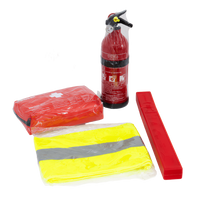 HERMON bilsett: førstehjelpssett, brannslukningsapparat, trekant, vest